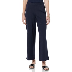 Amazon Essentials Women’s Stretchy Dressy Cropped Wide Leg Pull-On Pants(Navy)