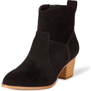 Amazon Essentials Women’s Western Ankle Boots with Stacked Heel, Memory Foam Insole, Non Slip(Black)