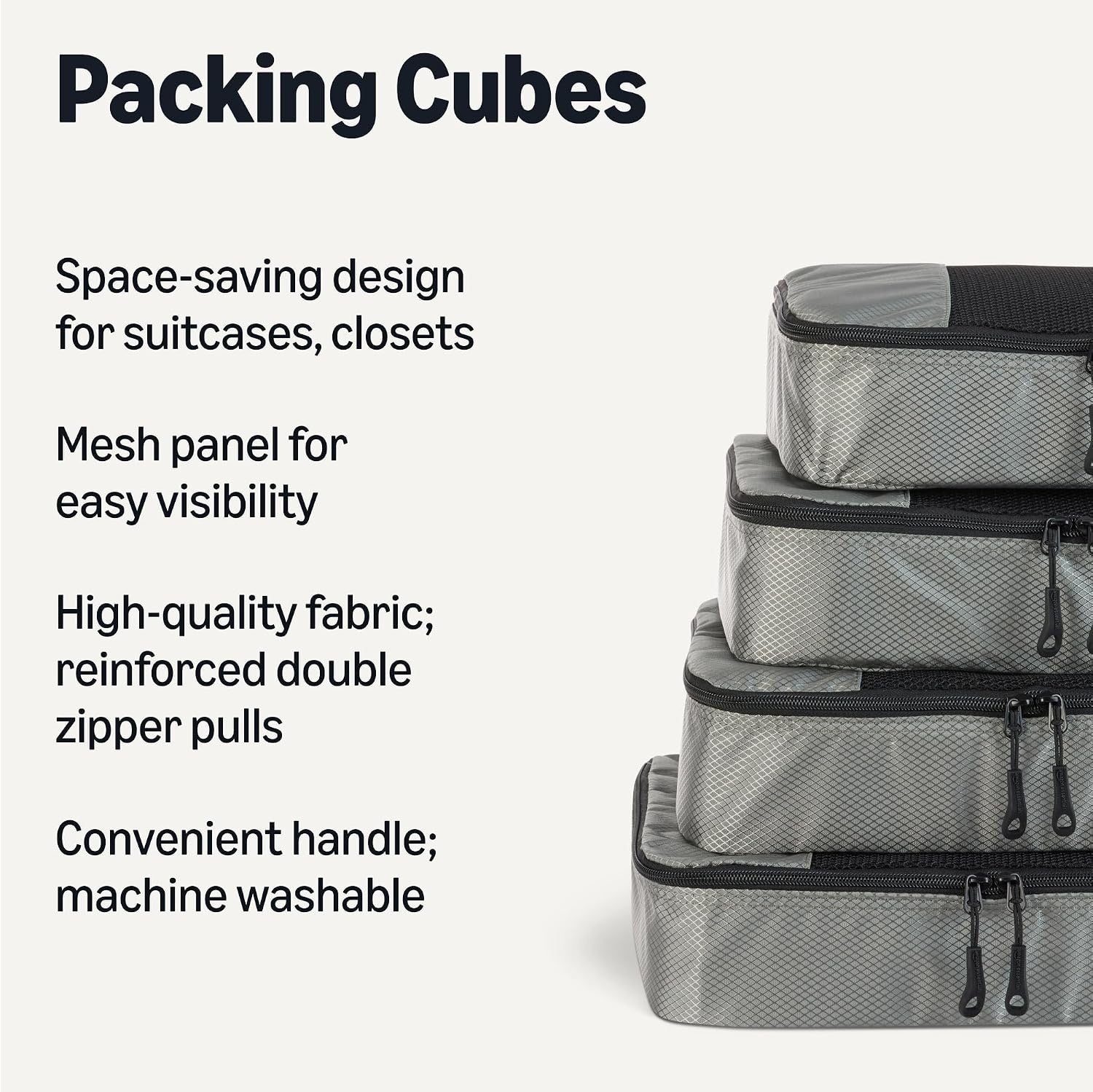 image:imageAmazon Essentials 4Piece SpaceSaving Packing Cubes Travel Accessories Set Suitcase Organizer with Double Zipper Mesh Top Small Sky Blue Previously Amazon BasicsGray