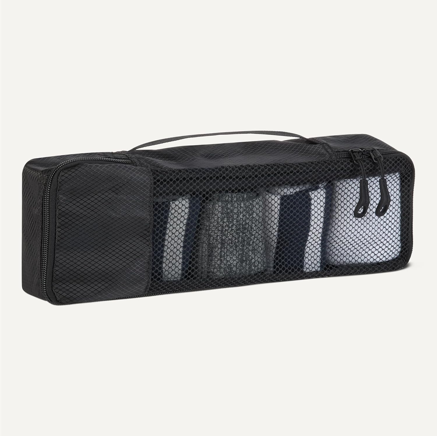 image:imageAmazon Essentials 4Piece SpaceSaving Packing Cubes Travel Accessories Set Suitcase Organizer with Double Zipper Mesh Top Small Sky Blue Previously Amazon BasicsBlack