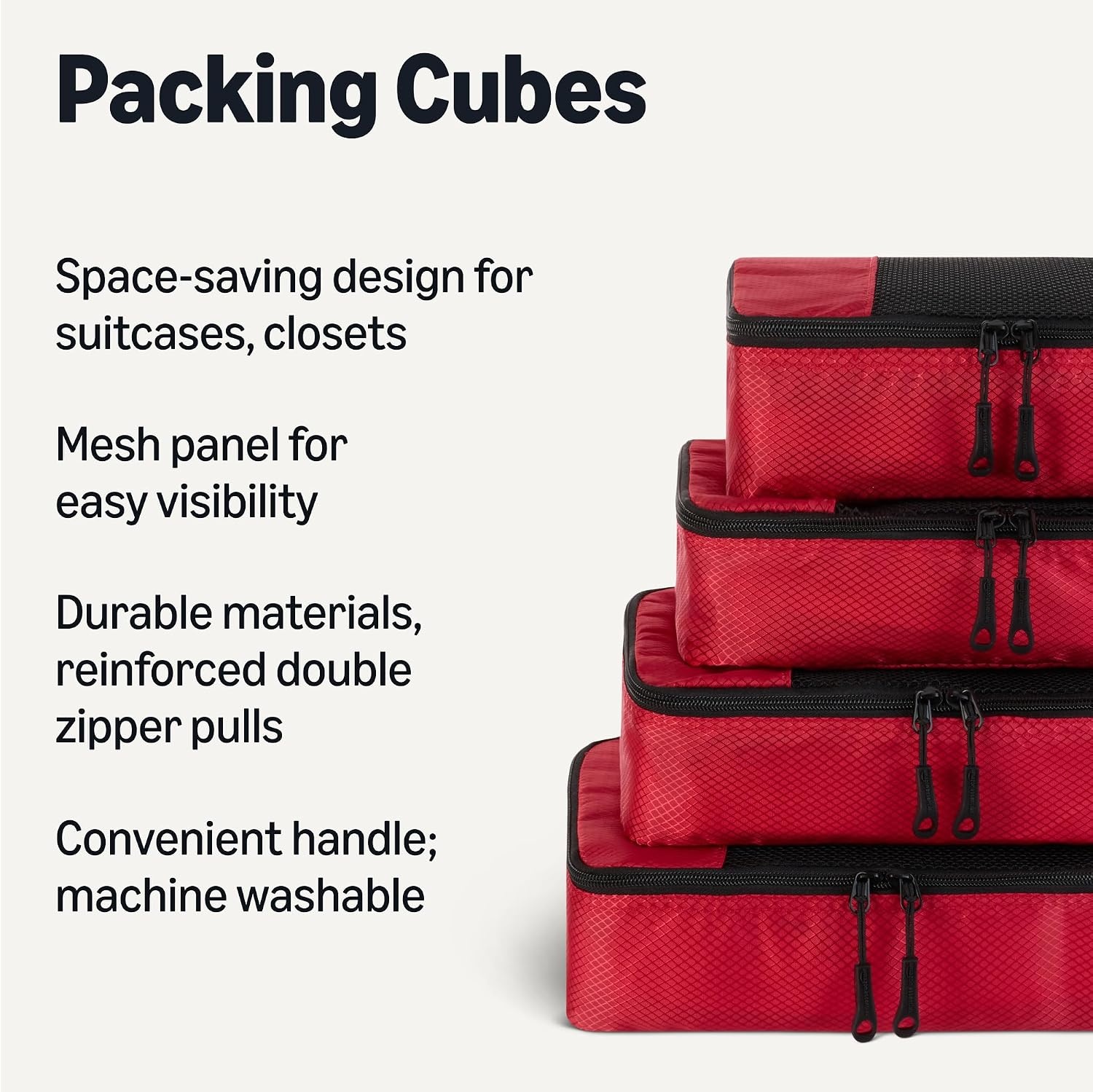 image:imageAmazon Essentials 4Piece SpaceSaving Packing Cubes Travel Accessories Set Suitcase Organizer with Double Zipper Mesh Top Small Sky Blue Previously Amazon BasicsRed