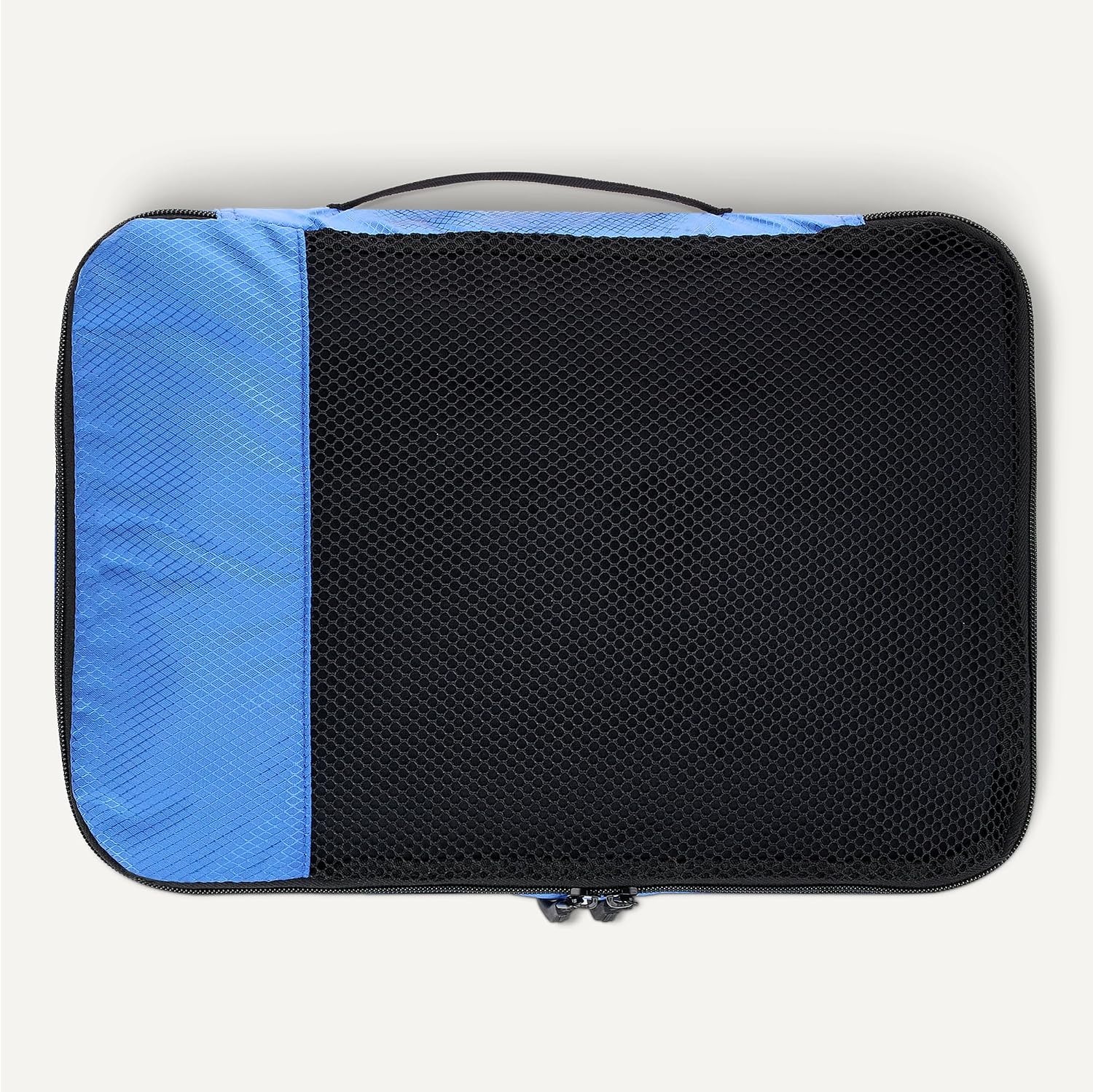 image:imageAmazon Essentials 4Piece SpaceSaving Packing Cubes Travel Accessories Set Suitcase Organizer with Double Zipper Mesh Top Small Sky Blue Previously Amazon BasicsBlue