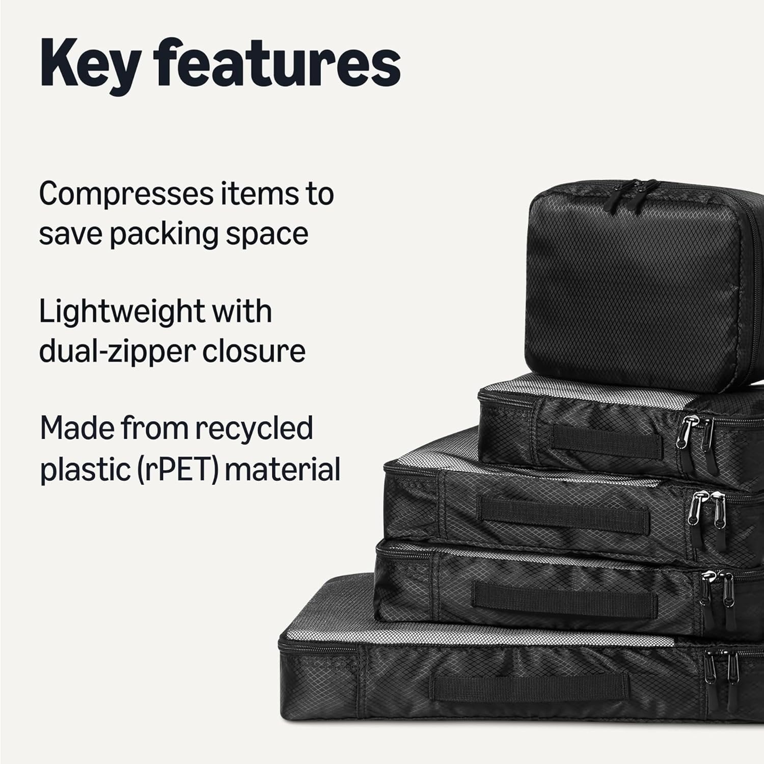 image:imageAmazon Essentials 4Piece SpaceSaving Packing Cubes Travel Accessories Set Suitcase Organizer with Double Zipper Mesh Top Small Sky Blue Previously Amazon BasicsBlack