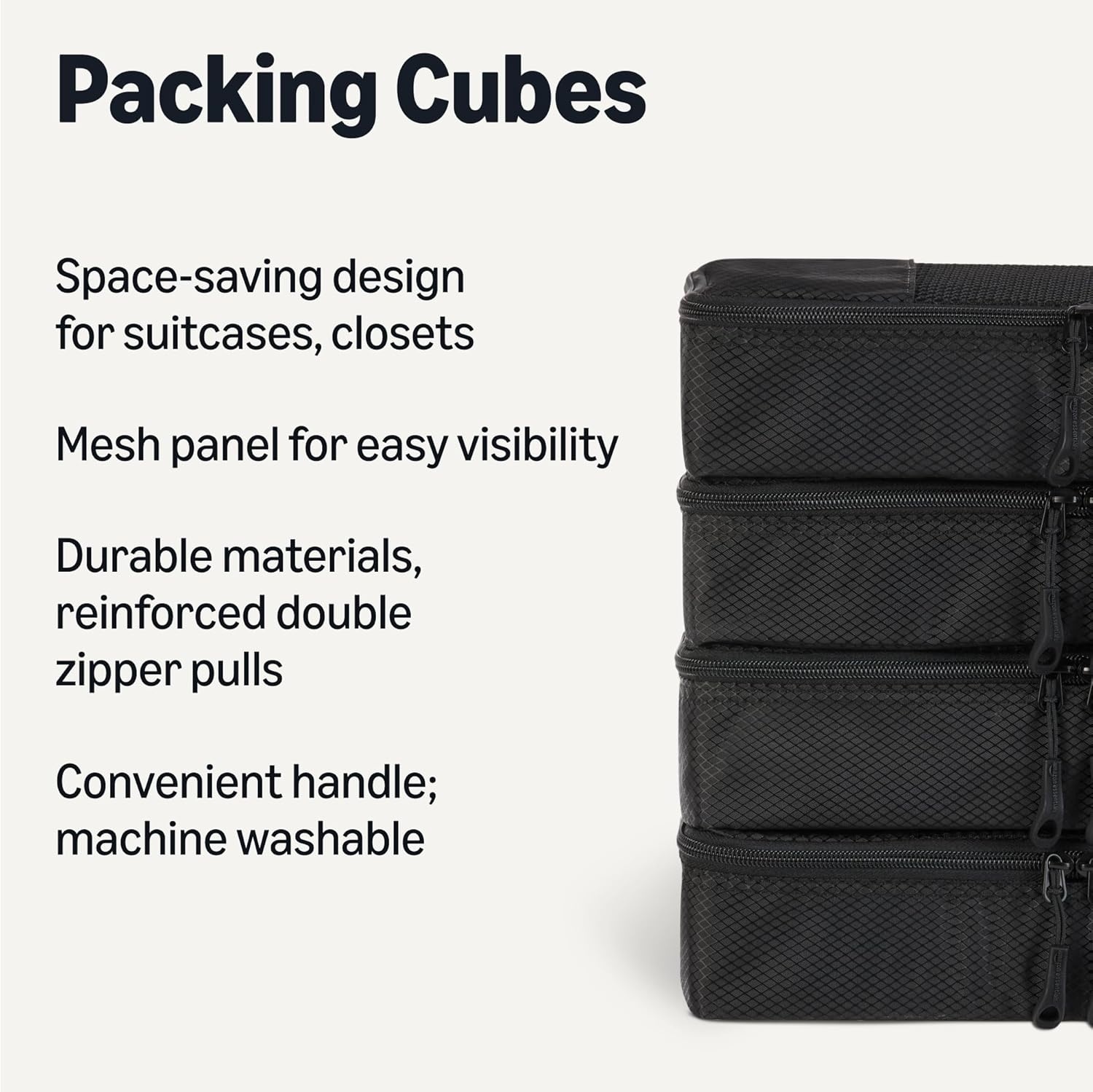 image:imageAmazon Essentials 4Piece SpaceSaving Packing Cubes Travel Accessories Set Suitcase Organizer with Double Zipper Mesh Top Small Sky Blue Previously Amazon BasicsBlack