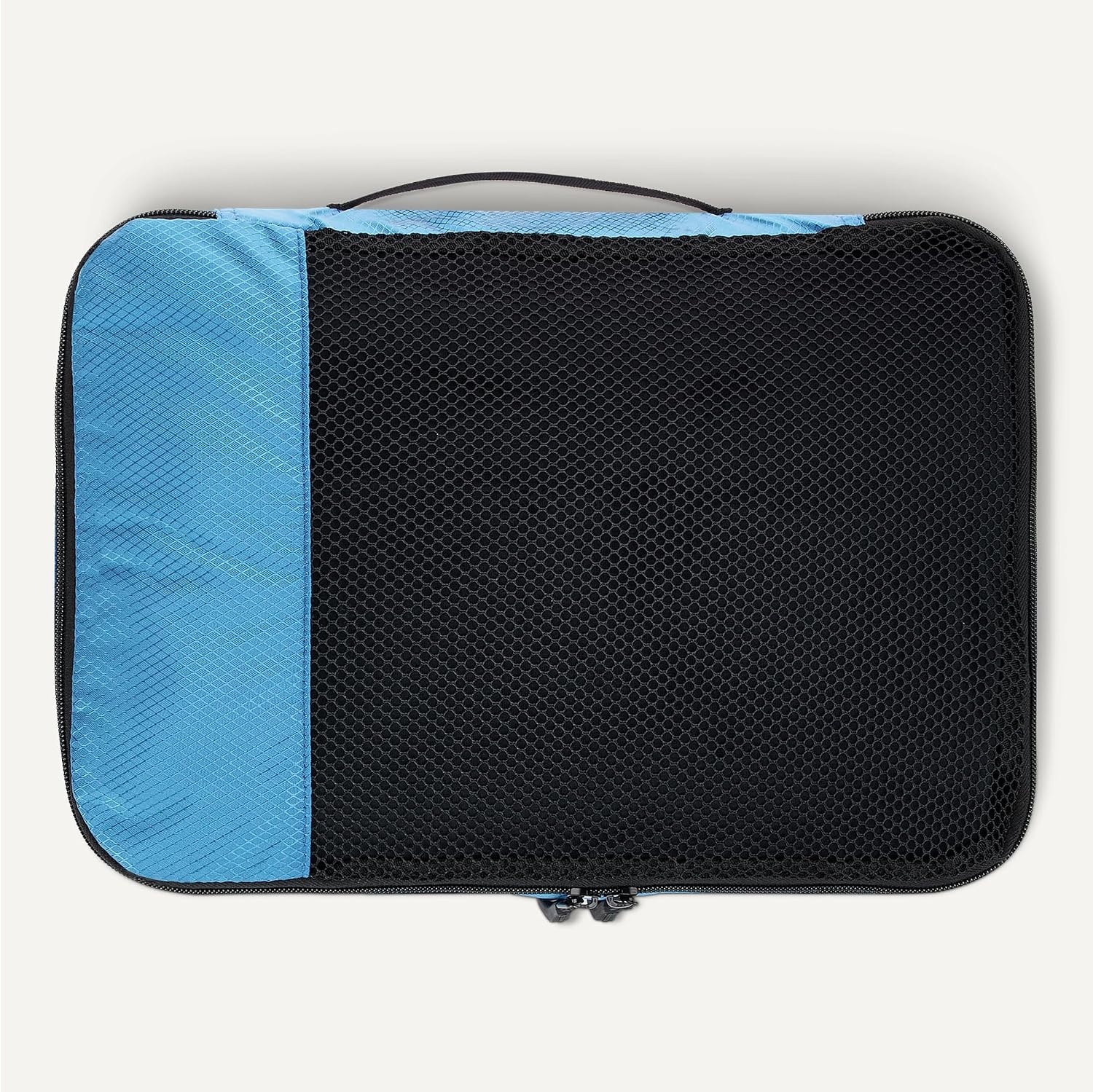 image:imageAmazon Essentials 4Piece SpaceSaving Packing Cubes Travel Accessories Set Suitcase Organizer with Double Zipper Mesh Top Small Sky Blue Previously Amazon BasicsSky Blue