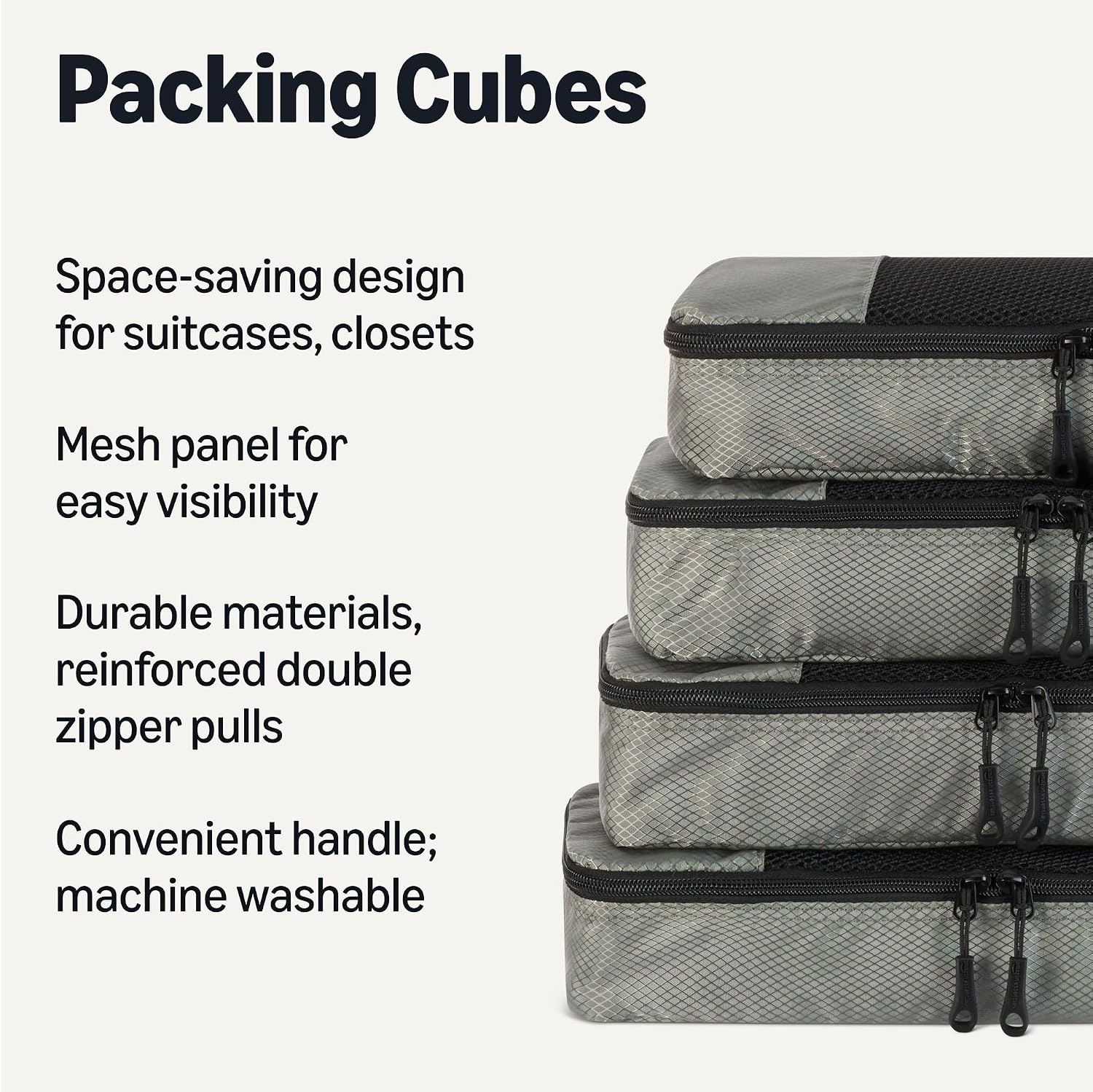 image:imageAmazon Essentials 4Piece SpaceSaving Packing Cubes Travel Accessories Set Suitcase Organizer with Double Zipper Mesh Top Small Sky Blue Previously Amazon BasicsGray