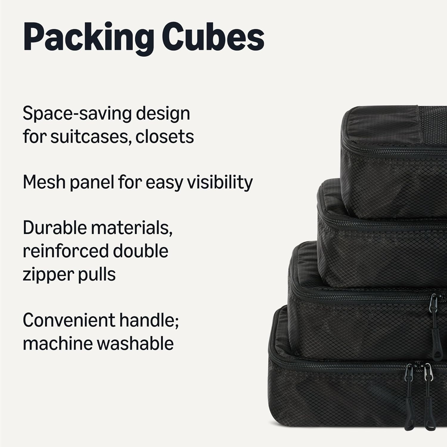 image:imageAmazon Essentials 4Piece SpaceSaving Packing Cubes Travel Accessories Set Suitcase Organizer with Double Zipper Mesh Top Small Sky Blue Previously Amazon BasicsBlack