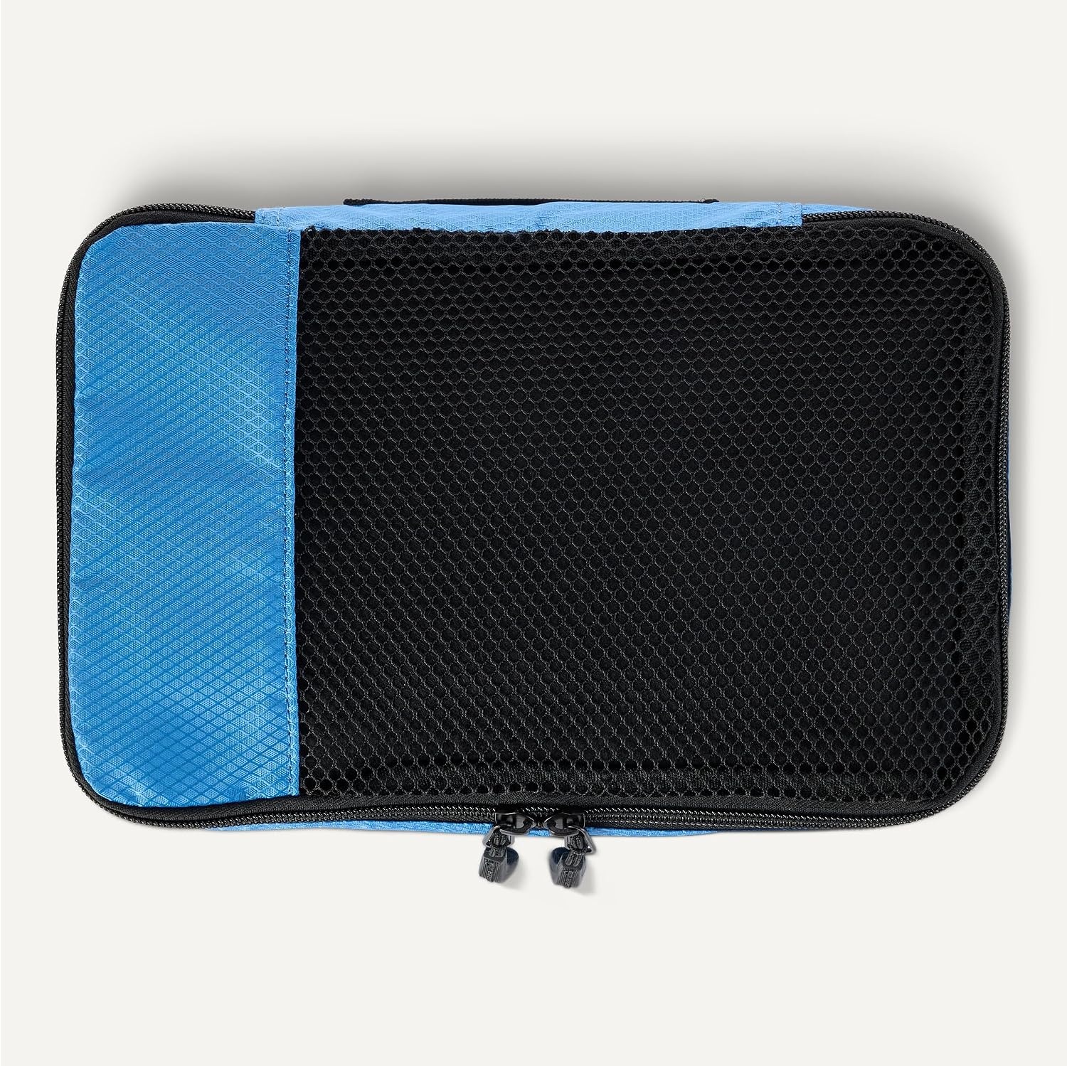 image:imageAmazon Essentials 4Piece SpaceSaving Packing Cubes Travel Accessories Set Suitcase Organizer with Double Zipper Mesh Top Small Sky Blue Previously Amazon BasicsSky Blue