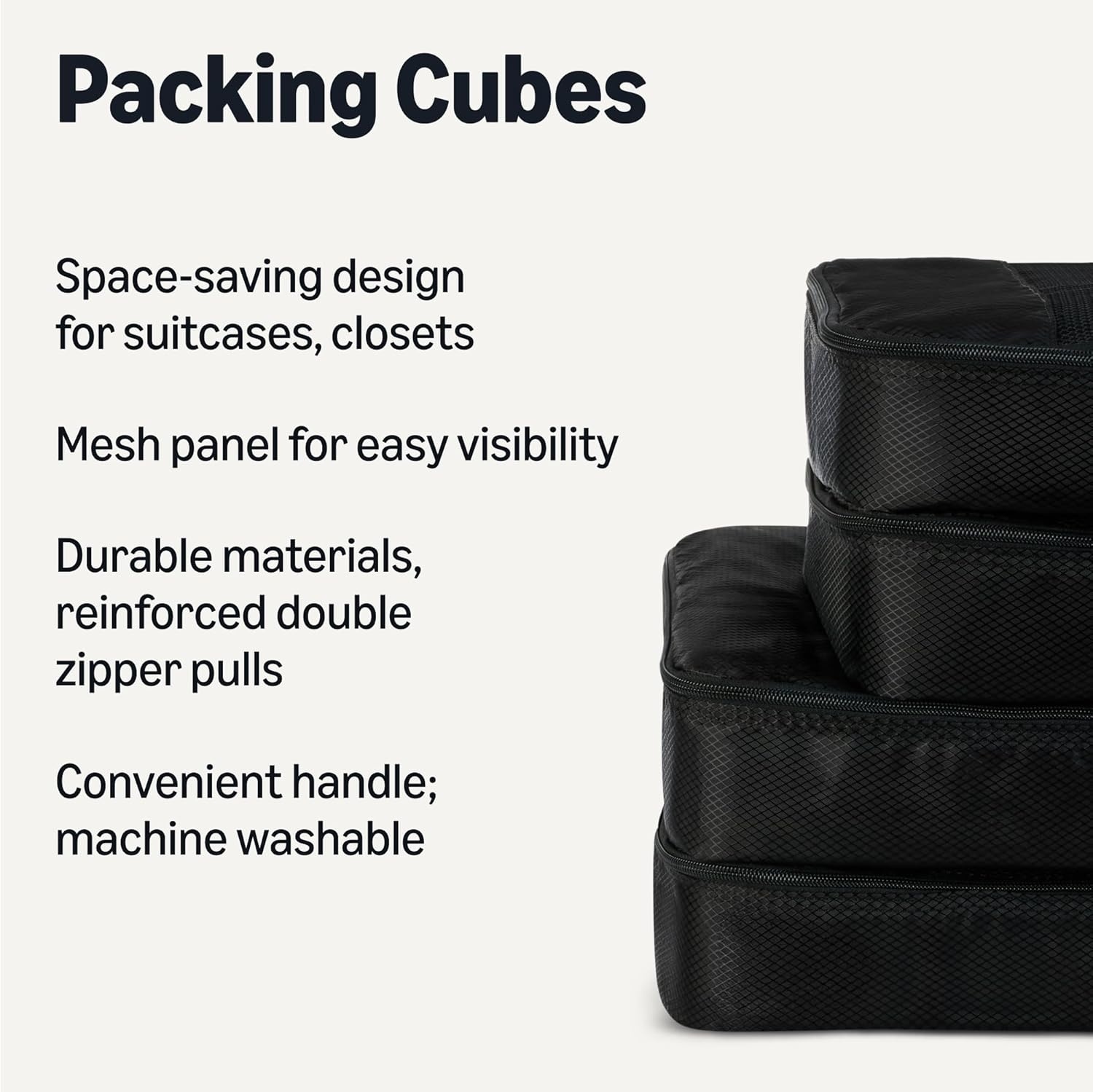 image:imageAmazon Essentials 4Piece SpaceSaving Packing Cubes Travel Accessories Set Suitcase Organizer with Double Zipper Mesh Top Small Sky Blue Previously Amazon BasicsBlack