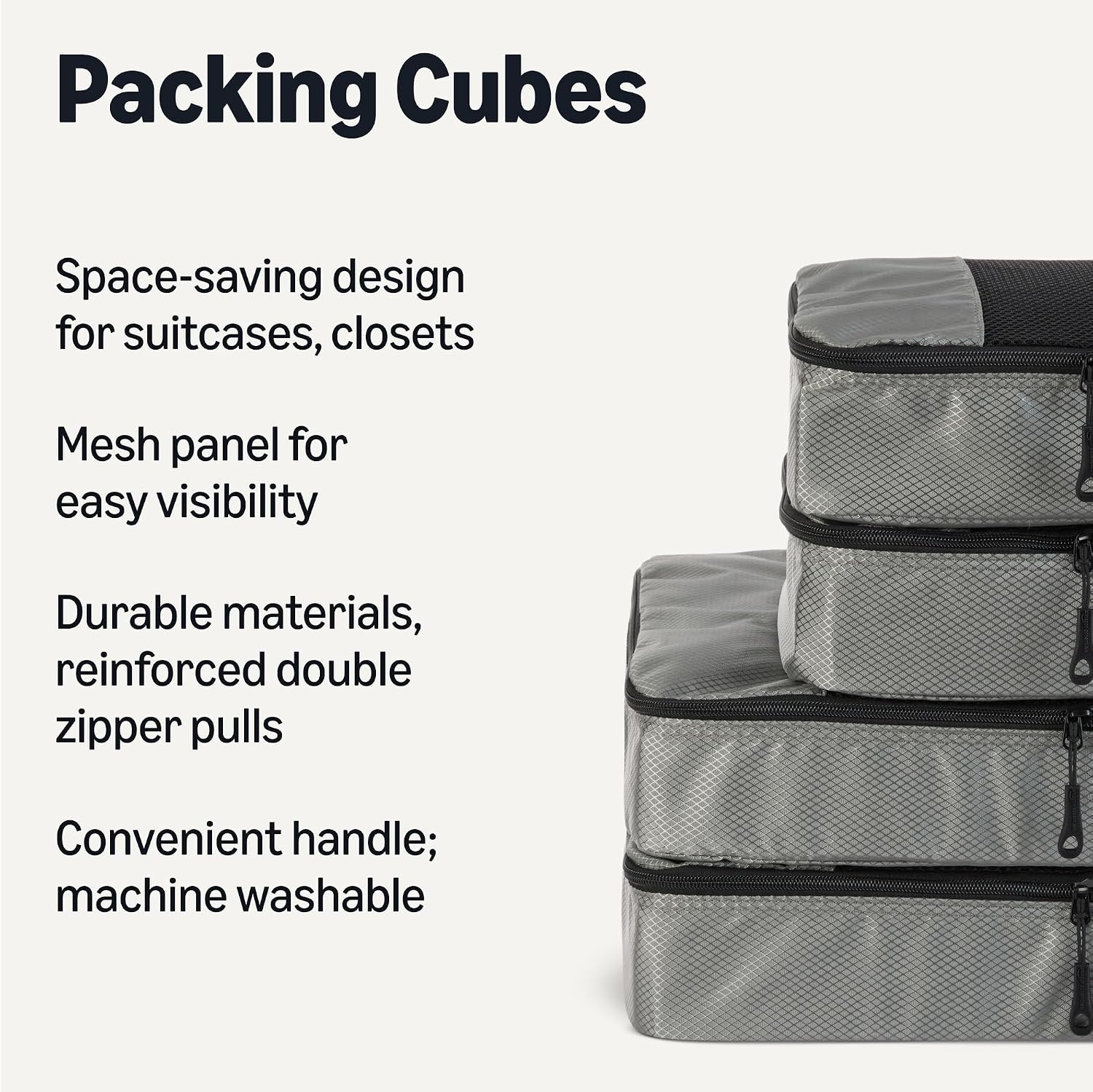 image:imageAmazon Essentials 4Piece SpaceSaving Packing Cubes Travel Accessories Set Suitcase Organizer with Double Zipper Mesh Top Small Sky Blue Previously Amazon BasicsGray