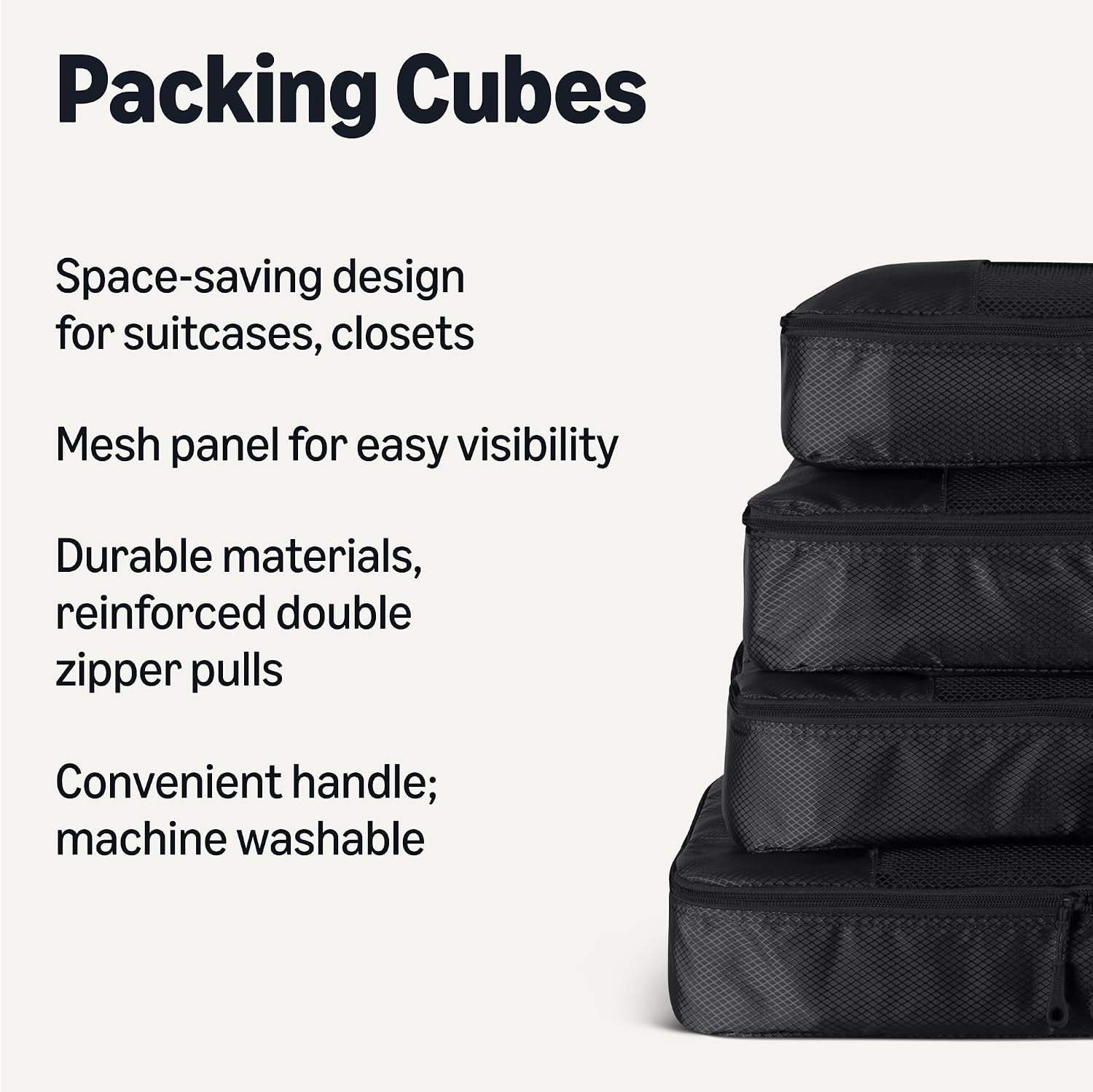 image:imageAmazon Essentials 4Piece SpaceSaving Packing Cubes Travel Accessories Set Suitcase Organizer with Double Zipper Mesh Top Small Sky Blue Previously Amazon BasicsBlack