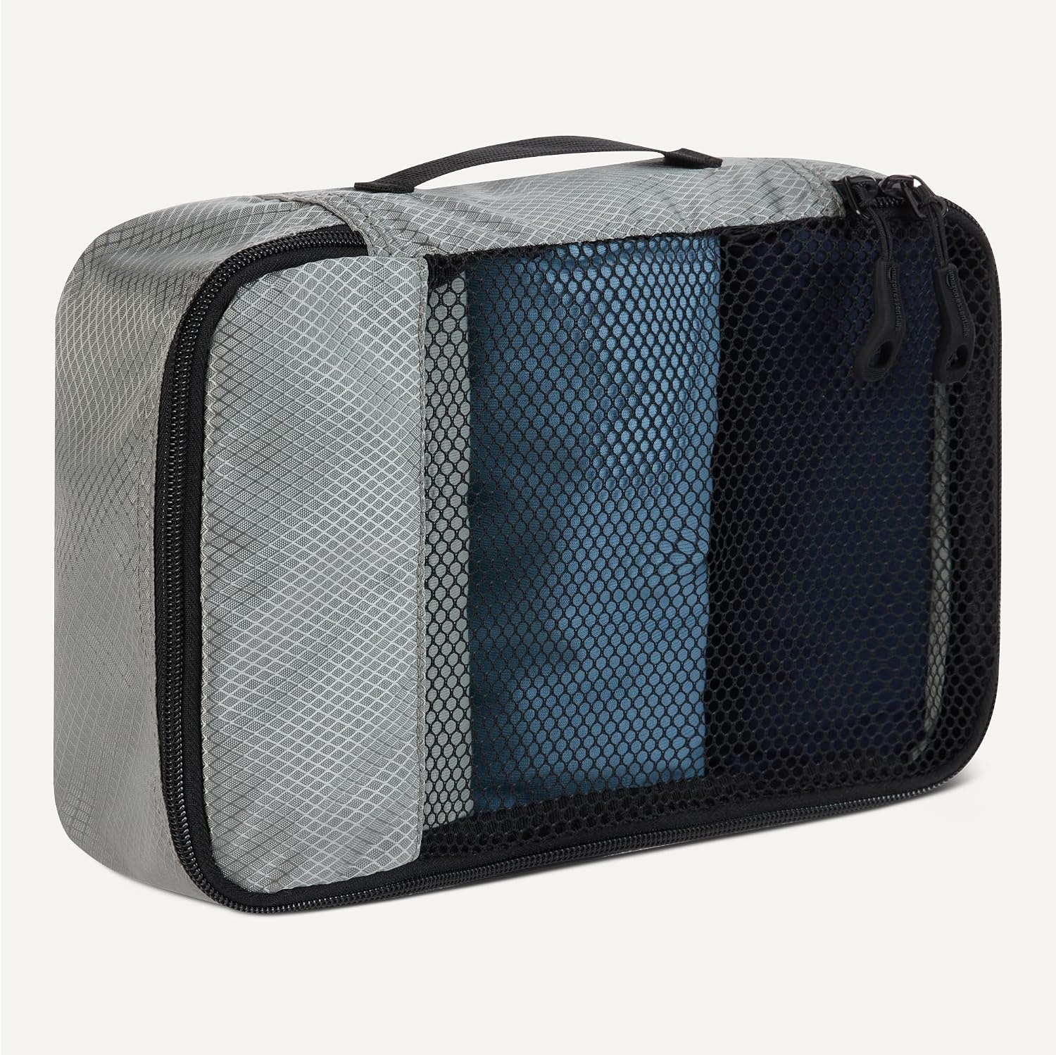 image:imageAmazon Essentials 4Piece SpaceSaving Packing Cubes Travel Accessories Set Suitcase Organizer with Double Zipper Mesh Top Small Sky Blue Previously Amazon BasicsGray