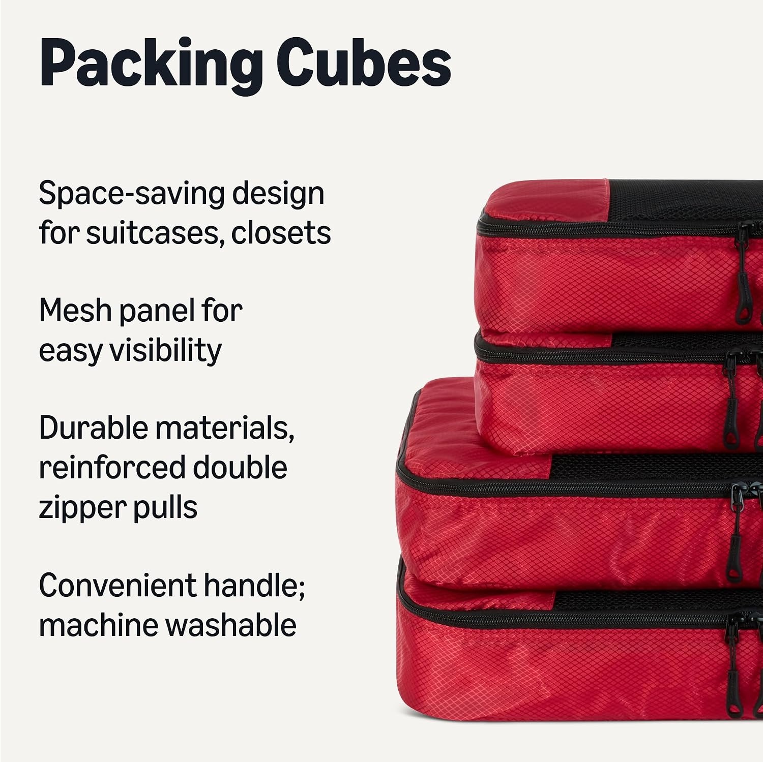 image:imageAmazon Essentials 4Piece SpaceSaving Packing Cubes Travel Accessories Set Suitcase Organizer with Double Zipper Mesh Top Small Sky Blue Previously Amazon BasicsRed