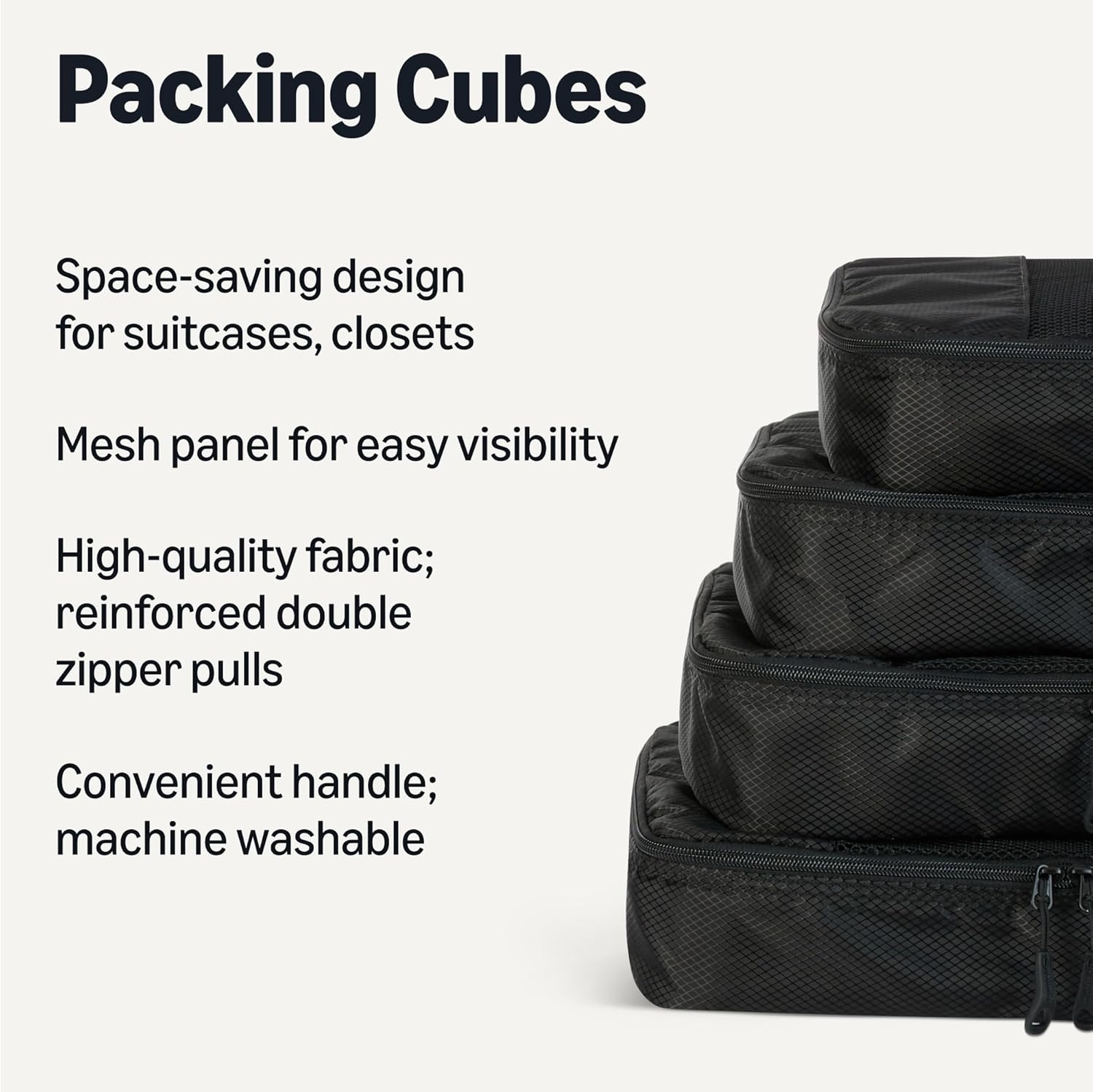 image:imageAmazon Essentials 4Piece SpaceSaving Packing Cubes Travel Accessories Set Suitcase Organizer with Double Zipper Mesh Top Small Sky Blue Previously Amazon BasicsBlack