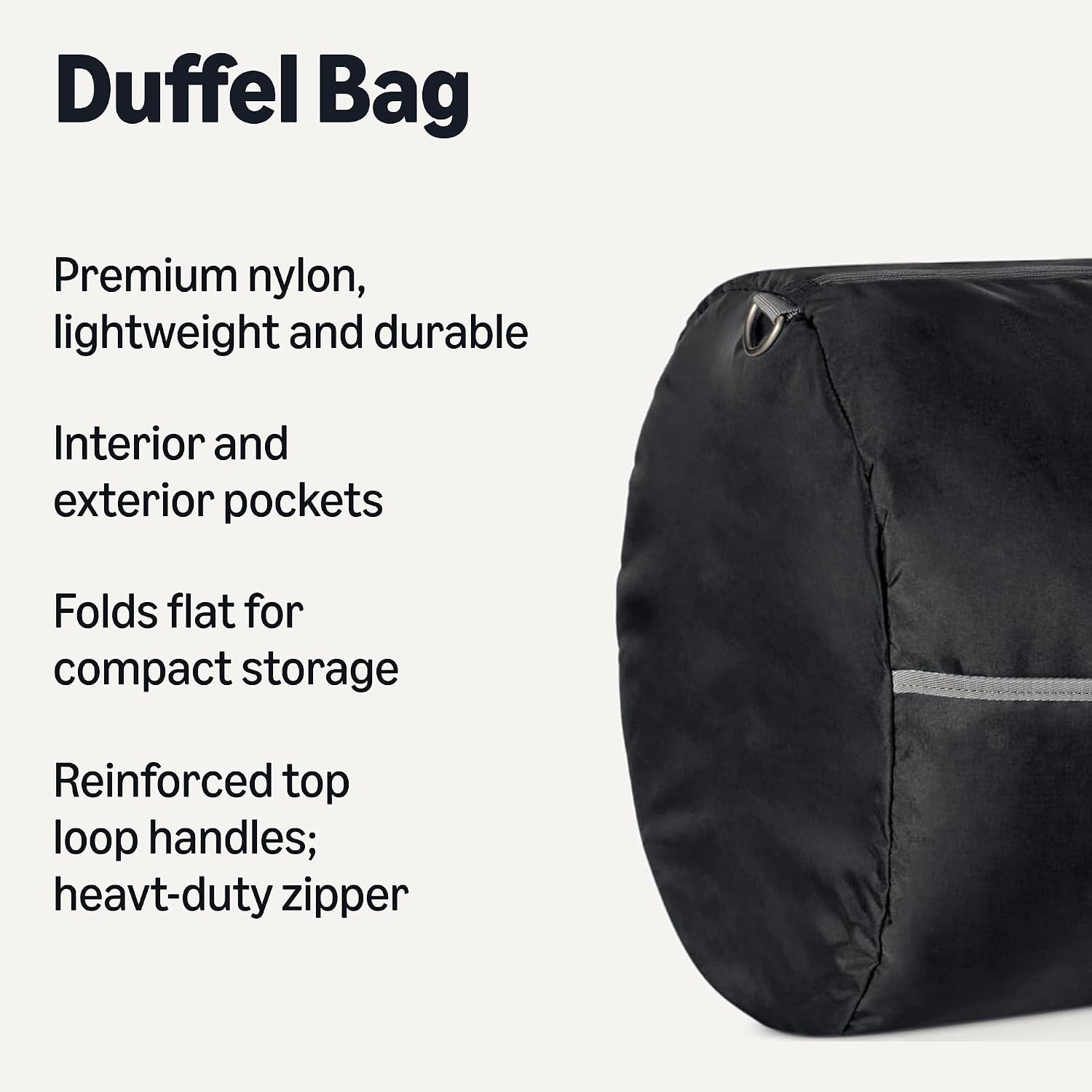image:imageAmazon Essentials Extra Large Foldable Nylon Duffel Bag for TravelStorage with Zippered Pockets 324 150L 50LBS Capacity Red Previously Amazon BasicsBlack