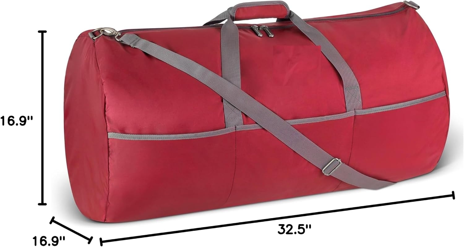 image:imageAmazon Essentials Extra Large Foldable Nylon Duffel Bag for TravelStorage with Zippered Pockets 324 150L 50LBS Capacity Red Previously Amazon BasicsRed