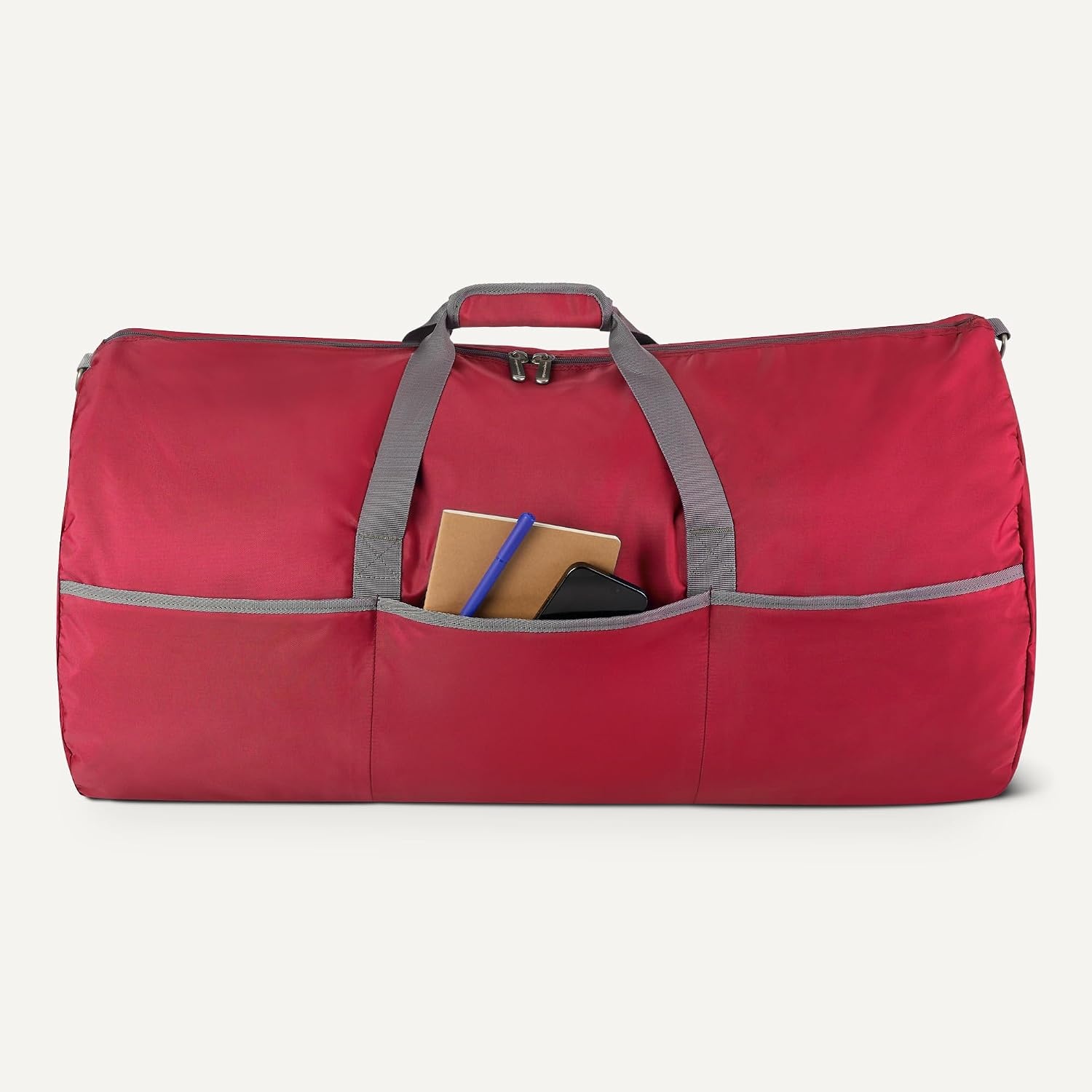 image:imageAmazon Essentials Extra Large Foldable Nylon Duffel Bag for TravelStorage with Zippered Pockets 324 150L 50LBS Capacity Red Previously Amazon BasicsRed