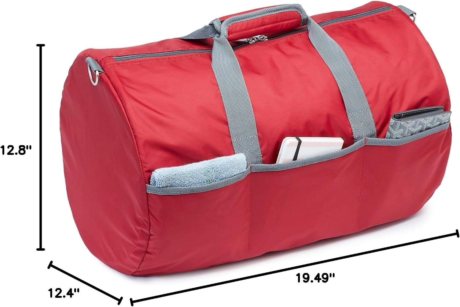 image:imageAmazon Essentials Extra Large Foldable Nylon Duffel Bag for TravelStorage with Zippered Pockets 324 150L 50LBS Capacity Red Previously Amazon BasicsRed