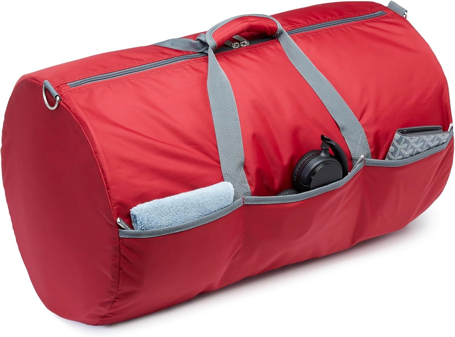 image:imageAmazon Essentials Extra Large Foldable Nylon Duffel Bag for TravelStorage with Zippered Pockets 324 150L 50LBS Capacity Red Previously Amazon BasicsRed