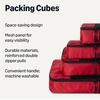 Amazon Essentials 4-Piece Space-Saving Packing Cubes Travel Accessories Set, Suitcase Organizer with Double Zipper, Mesh Top, Small, Sky Blue (Previously Amazon Basics)(Red)