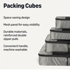 Amazon Essentials 4-Piece Space-Saving Packing Cubes Travel Accessories Set, Suitcase Organizer with Double Zipper, Mesh Top, Small, Sky Blue (Previously Amazon Basics)(Gray)