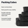 Amazon Essentials 4-Piece Space-Saving Packing Cubes Travel Accessories Set, Suitcase Organizer with Double Zipper, Mesh Top, Small, Sky Blue (Previously Amazon Basics)(Black)