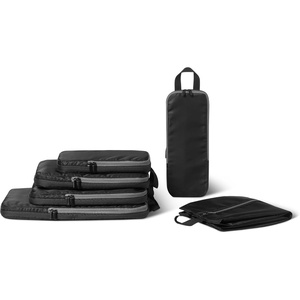Amazon Essentials Ultralight Compression Packing Cubes, Recycled Fabric, 2 Zippers, 6-Pack, Black, for Suitcases or Backpacks