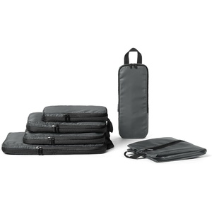 Amazon Essentials Ultralight Compression Packing Cubes, Recycled Fabric, 2 Zippers, 6-Pack, Grey, for Suitcases or Backpacks