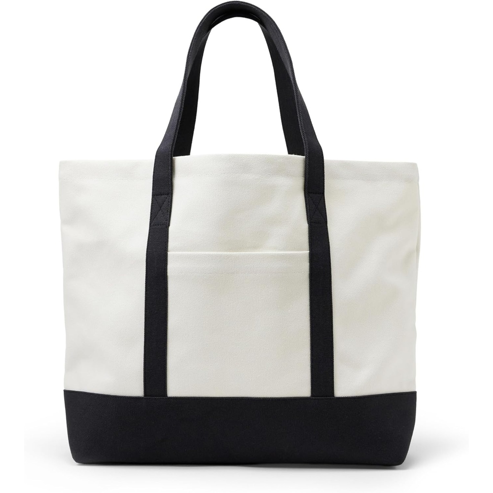 image:imageAmazon Essentials Unisex Adults Large Heavy Duty Canvas Beach Tote Bag Natural One SizeNaturalBlack