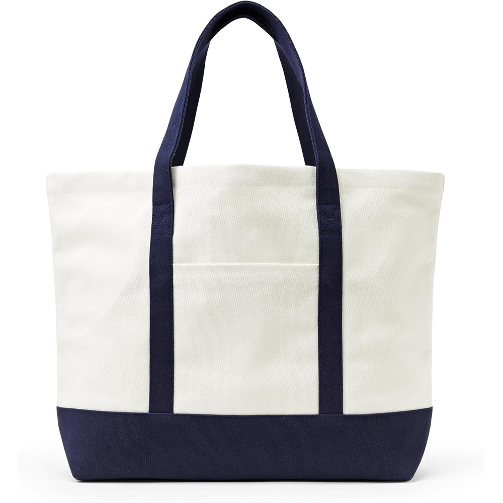 image:imageAmazon Essentials Unisex Adults Large Heavy Duty Canvas Beach Tote Bag Natural One SizeNaturalNavy