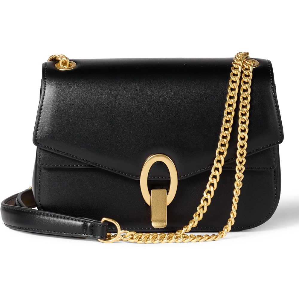 image:imageAmazon Essentials Womens Faux Leather Chain Shoulder Bag with Adjustable Strap Metal Hardware and LockBlack Faux Leather