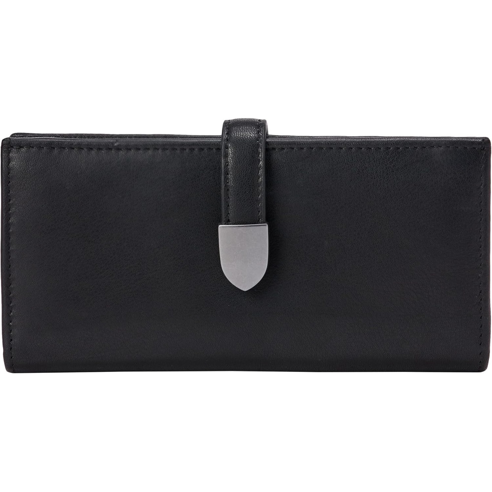 image:imageAmazon Essentials Womens Leather Clutch Wallet with Multiple Card Pockets and Zip Compartments Black One Size