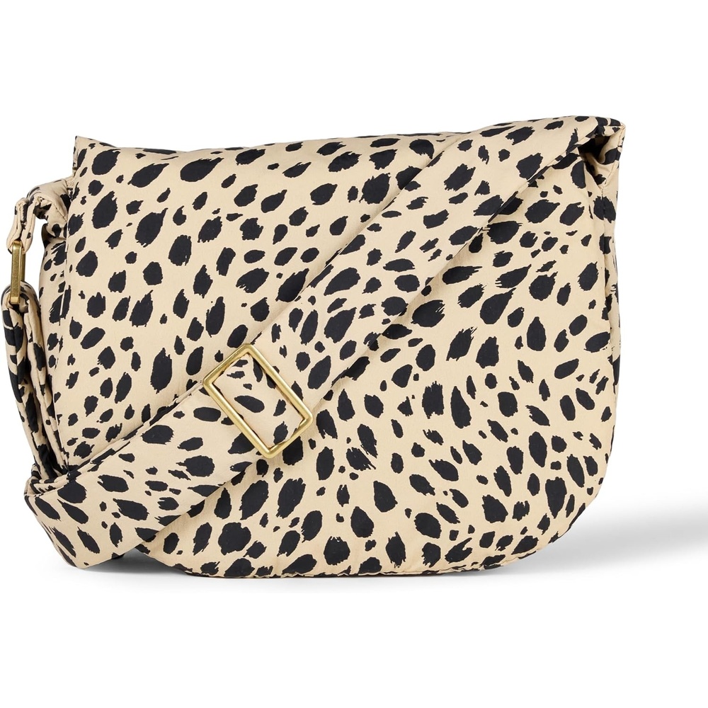 image:imageAmazon Essentials Womens Lightweight Nylon Adjustable Crossbody Flap Bag with Secure ZipperBeige Leopard Print