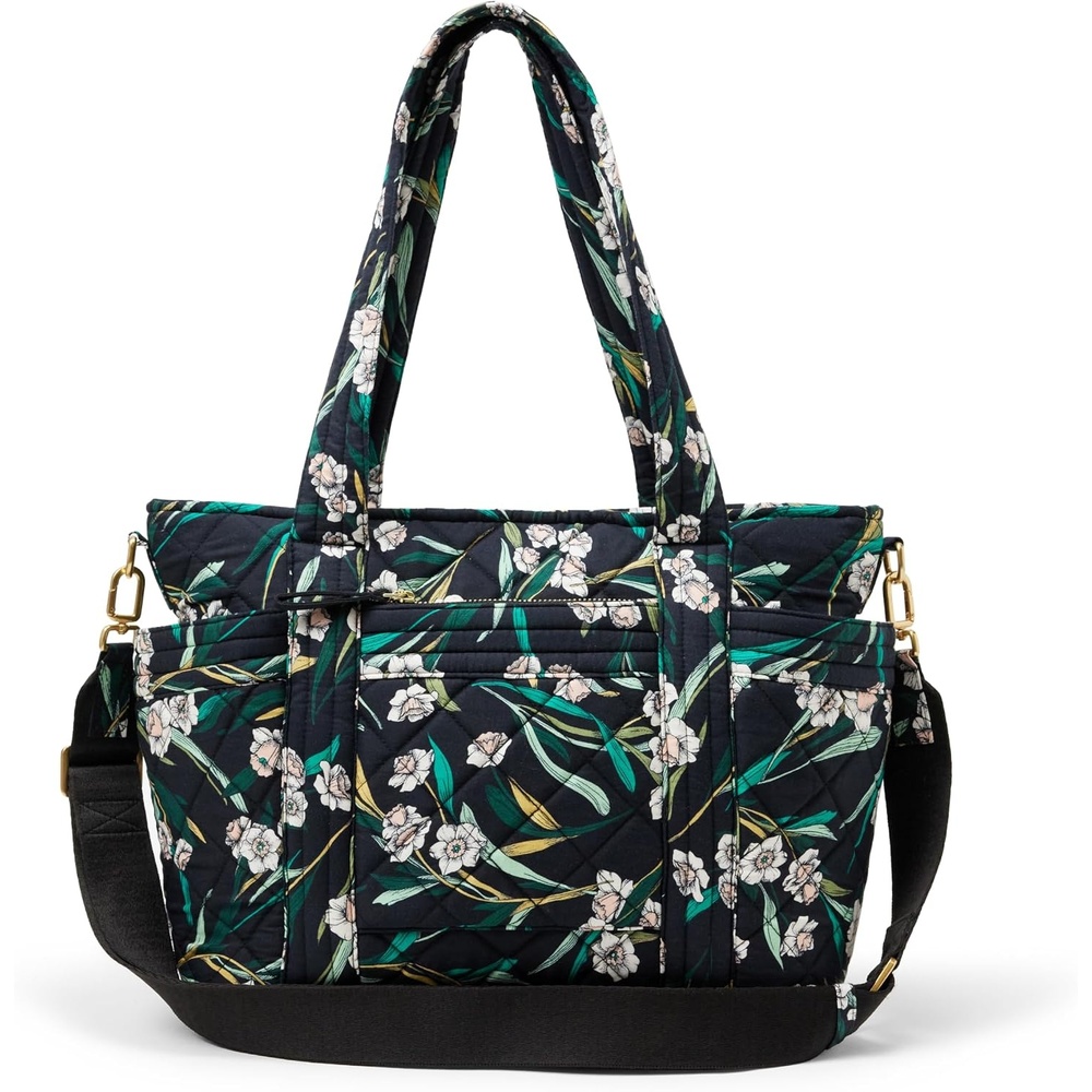 image:imageAmazon Essentials Womens Quilted Cotton Tote HandbagBlack Floral