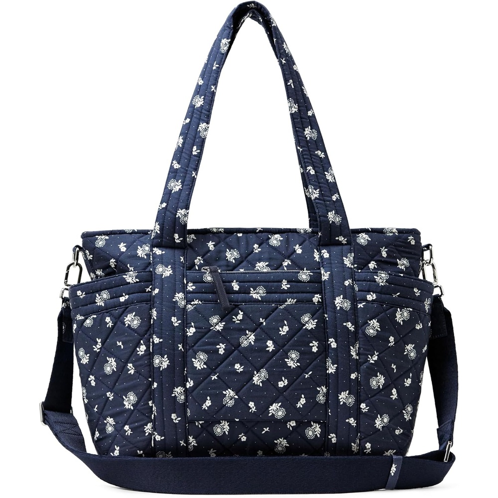 image:imageAmazon Essentials Womens Quilted Cotton Tote HandbagNavy Floral