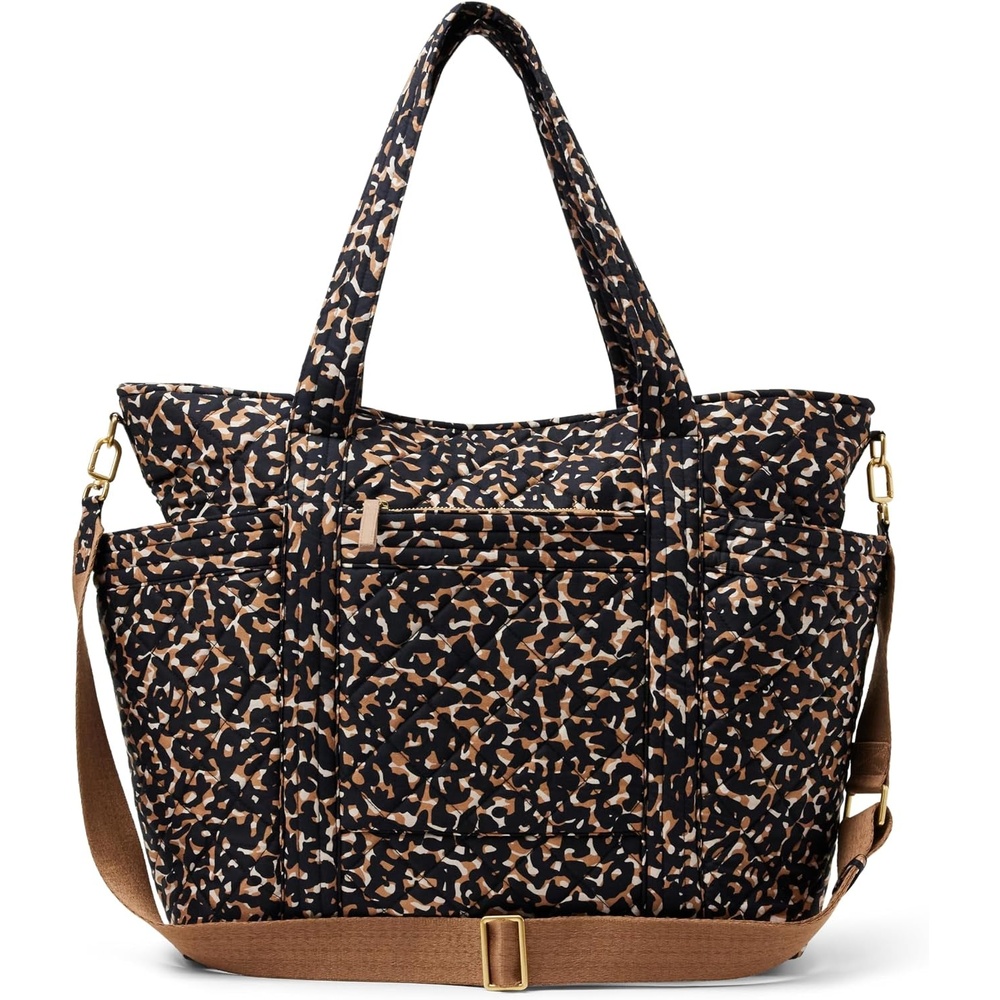 image:imageAmazon Essentials Womens Quilted Cotton Travel Tote Bag Black One SizeAbstract Animal Print