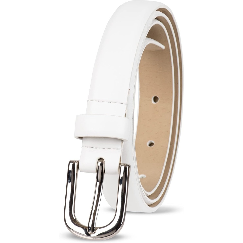 image:imageAmazon Essentials Womens Skinny Feather Edge Belt for Jeans and DressesEcru
