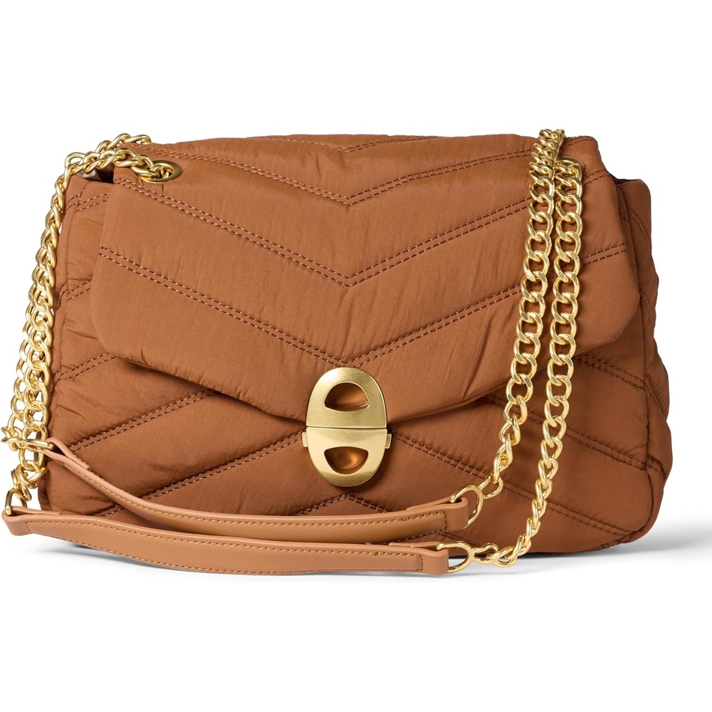 image:imageAmazon Essentials Womens Soft Quilted Flap Bag with Adjustable Chain StrapDark Brown Nylon