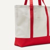 Amazon Essentials Unisex Adults’ Large Heavy Duty Canvas Beach Tote Bag, Natural, One Size(Natural/Red)