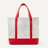 Amazon Essentials Unisex Adults’ Large Heavy Duty Canvas Beach Tote Bag, Natural, One Size(Natural/Red)