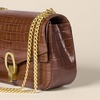 Amazon Essentials Women’s Faux Leather Chain Shoulder Bag with Adjustable Strap, Metal Hardware and Lock(Brown Faux Crocodile)