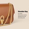 Amazon Essentials Women’s Faux Leather Chain Shoulder Bag with Adjustable Strap, Metal Hardware and Lock(Tan Faux Leather)