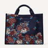 Amazon Essentials Women’s Jacquard Tote Bag, Navy Floral, One Size(Navy Floral)