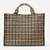 Amazon Essentials Women’s Jacquard Tote Bag, Navy Floral, One Size(Tan Geo)
