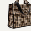 Amazon Essentials Women’s Jacquard Tote Bag, Navy Floral, One Size(Tan Geo)