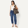 Amazon Essentials Women’s Jacquard Tote Bag, Navy Floral, One Size(Tan Leopard)