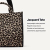 Amazon Essentials Women’s Jacquard Tote Bag, Navy Floral, One Size(Tan Leopard)