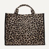 Amazon Essentials Women’s Jacquard Tote Bag, Navy Floral, One Size(Tan Leopard)