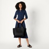 Amazon Essentials Women’s Oversized Tote Bag, Tan(Black Faux Leather)