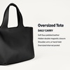 Amazon Essentials Women’s Oversized Tote Bag, Tan(Black Faux Leather)
